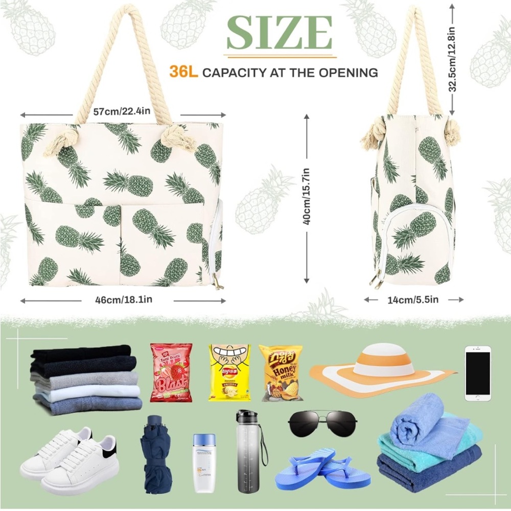Adorable Pineapple Beach Bag -Euc - image 3